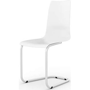 Tojo Stoel, schommelstoelen met verwisselbare zitting, filigrane schommelstoel voor keuken, studeerkamer, kantoor, moderne vergaderstoelen (wit)