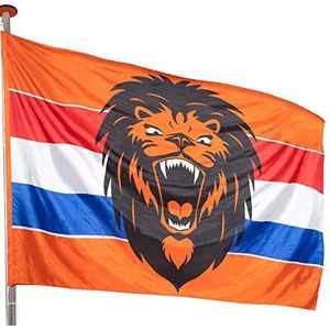 Boland 61876 - XXL Hollandse vlag - brullende leeuw, grootte 200 x 300 cm, hangende vlag, slinger, themafeest, verjaardag, EM, WM, fanartikel