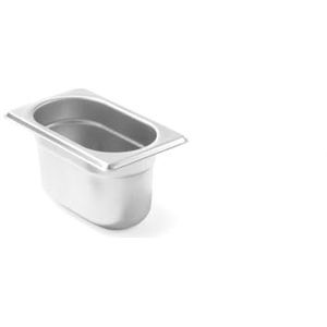 HENDI Gastronorm-container, GN 1/9, temperatuurbestendigheid -40 °C tot 300 °C, te gebruiken in convectieoven, koelkasten, waterbad, chafing dishes, 1 l, 176 x 108 x 100 mm, roestvrij staal