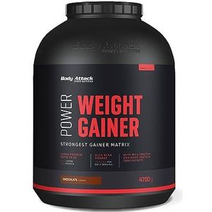 Body Attack Power Weight Gainer - Chocolate - 4,75 kg - Keulenlijst - 100% massa - koolhydraatproteïnepoeder voor spieropbouw met wei-eiwit