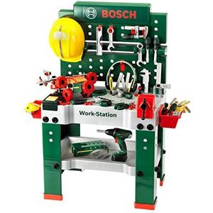 Klein 8485 Bosch Werkbank nr. 1 | 150 delen | incl. gereedschap en accessoires | Accuschroevendraaier met geluid en lichtfunctie | voor kinderen vanaf 3 jaar