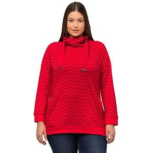 Ulla Popken Sweatshirts met drapagekragen trainingspak voor dames, Paprika rood