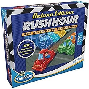 ThinkFun 76440 - Rush Hour - Het bekende stauspel in de Deluxe Edition met voertuigen in metalen optiek, logikspel voor volwassenen en kinderen vanaf 8 jaar