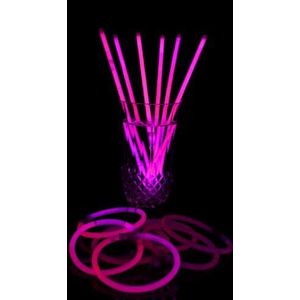 UV FLOOR - 100 stuks lichtgevende neonarmbanden + 100 connectoren – premium kwaliteit – lichtgevende accessoires – fluorescerend – feest – kostuum – neonroze