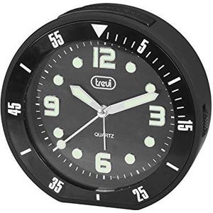Trevi SL 3091 R kwartshorloge met wekker en grote wijzerplaat, wijzerplaat met reliëf, snooze/lichtknop, elektronische bel, stil sweep-uurwerk, zwart