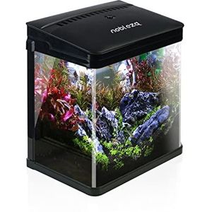 Nobleza - Aquarium van glas met deksel en LED-lampen. 7 x waterfiltersysteem Kleur: Zwart