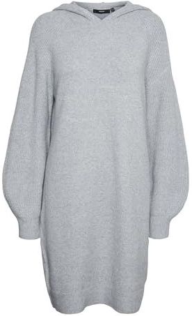 VERO MODA Vmdoffy Ga Noos Mini robe à capuche pour femme, Gris clair chiné, S