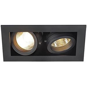 SLV KADUX 2 | Inbouwspot voor binnenverlichting, led-spots, plafondspots, plafondspots, 2 lampen, GU10, rechthoekig, mat zwart, max. 50 W, met clipveren