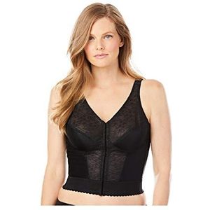 Exquisit dames volledige vorm front sluiting longline houding beha met kant # 5107565 - zwart