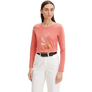 TOM TAILOR Damesshirt met lange mouwen met opdruk, 12341 - Faded Rose