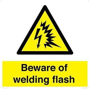 S60 S60 Panneau avec inscription « Beware of welding Flash » 600 x 600 mm