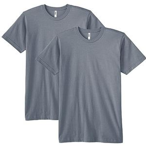 American Apparel Fine Jersey Crewneck T-shirt met korte mouwen, uniseks, 2 stuks, grijs.