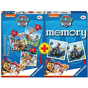 Ravensburger 20823 4 Multipack Memory en Puzzle Paw Patrol, puzzel en spel voor kinderen, aanbevolen leeftijd 4+