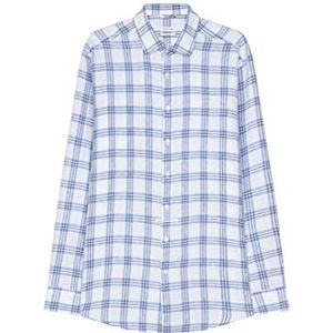 Seidensticker Zakelijk overhemd voor heren, regular fit, Kent kraag met lange mouwen, 100% linnen, Lichtblauw
