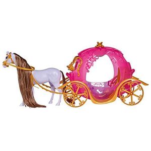 Simba 104663349 - Steffi Love Light Pumpkin Carriage, sprookjeskoets met leuke lichtfunctie, 67 cm, pop 29 cm, vanaf 3 jaar