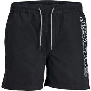 Jack & Jones Fiji Zwemshort voor kinderen met dubbel logo, zwart.