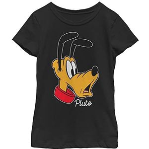Disney Pluto Surprised Face Portrait Girls T-shirt, zwart, XS, zwart.