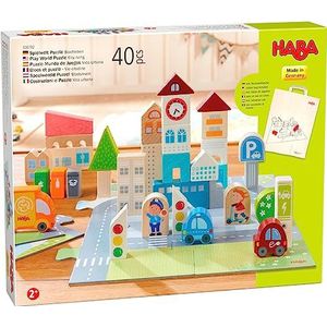 HABA Blokken stadsleven - houten puzzel PEFC-2 spellen in 1 - vanaf 2 jaar - 306782, 306782, kleurrijk