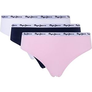 Pepe Jeans Classic 3P Thong sous-vêtement de Style Bikini, Rose (Pink), XS (Lot de 3) Femme