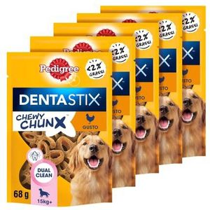 Pedigree Dentastix Chewy Chunx - Tandheelkundige kipsnack voor middelgrote en grote honden - 5 zakjes van 68 g