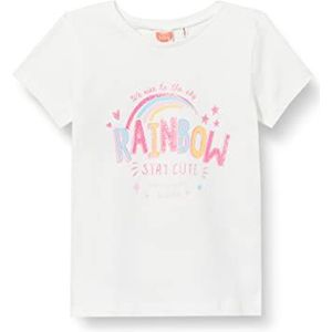 Koton Regenboog bedrukt T-shirt met korte mouwen van katoen voor meisjes, ecru (002)