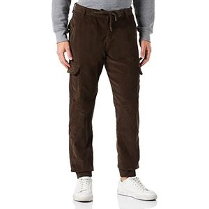 Urban Classics Cargojoggingbroek voor heren, corduroy, Donker olijfgroen