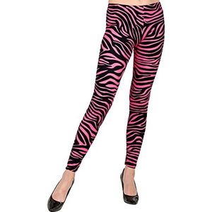 Widmann - Jaren 80 legging, neon roze tijgerprint, jaren 80, discokoorts, badknop, gestreept patroon, themafeest, carnaval