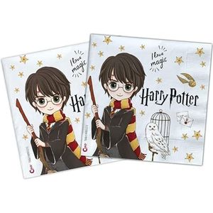 Ciao - Harry Potter composteerbare papieren servetten (33 x 33 cm, dubbele velo), 20 stuks, meerkleurig