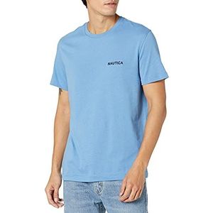 Nautica T-shirt met korte mouwen, ronde hals, eenkleurig, T-shirt voor heren, Rivieria Solid Blue
