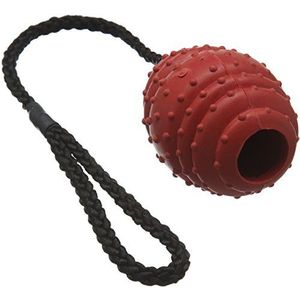 Classic Pet Products Rubberen bal op touw, ovaal, maat L, 100 mm, rood/zwart