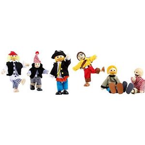 small foot 1955 kleine zachte poppen ""Piraten"", set van 6 houten poppen, kleine piraten met beweegbare ledematen, vanaf 3 jaar