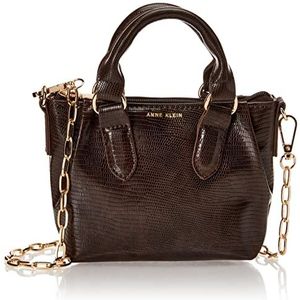 ANNE KLEIN Anne Kleine Lizard Mini-schouderriem, Anne, kleine hagedis voor dames, middernachtchocolade, één maat, Anne kleine mini-schouderriem, hagedis, middernachtchocolade, One Size, Anne Klein Mini-schouderriem met hagedissenmotief