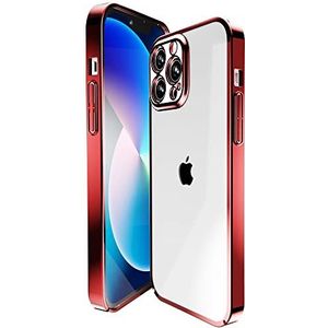 Febliss Compatibel met iPhone 13 Pro Max, hoes, met spiegel, verzinkte beschermhoes voor iPhone 13 Pro Max, hoes, stootvaste case, rood