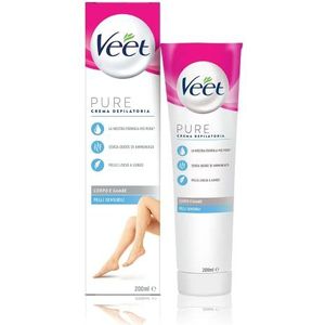 Veet Crema Depilatoria Pelli Sensibili Silk & Fresh Technology, 200 ml