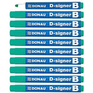 DONAU D-Signer B Whiteboard-marker, groen, 2-4 mm, ronde punt, droog tot 72 uur zonder dop, 10 stuks niet-giftige inkt