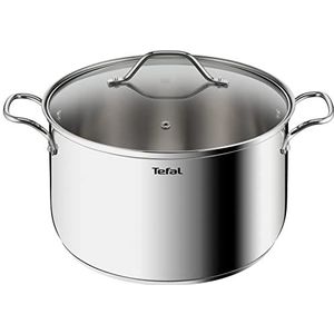 Tefal Intuition XL roestvrijstalen kookpan, 28 cm / 8 liter. Geschikt voor inductie, 18/10 roestvrij staal, maat XL, stevige handgrepen, glazen deksel, B8646404