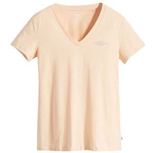 Levi's Graphic Perfect T-shirt met V-hals voor dames, Boxy zonder logo almond crème