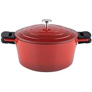 Kelomat, Inductie 3421-385 keramische steelpan met deksel, 24 cm, 4,7 l, rood