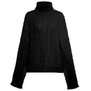myMo Women's Femme Col Roulé Twist Mode Pull Polyester Noir Taille XL/XXL Pull Sweater, Noir, XL