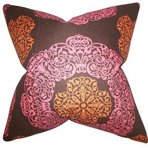 The Pillow Collection Ilona kussenhoes, geometrisch, katoen, 10745 x 10745 x 3757 cm, roze/bruin