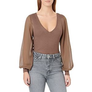 Only Onlvioletta L/S V-Neck Pullover CC KNT Sweater Femme, Quartz Coffee/Détail : par Dtm Fabric, XL