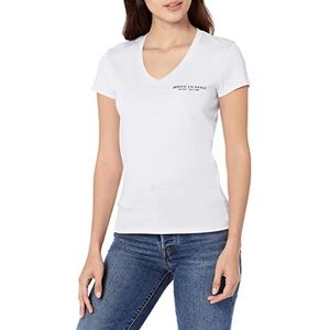 ARMANI EXCHANGE Milan/New York Logo Slim Fit T-shirt voor dames met V-hals, Optisch wit.