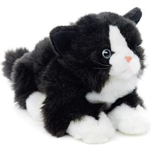 Uni-Toys - Kat met stem (zwart en wit), liggend - 20 cm (lengte) - pluche kitten - pluche, knuffeldier