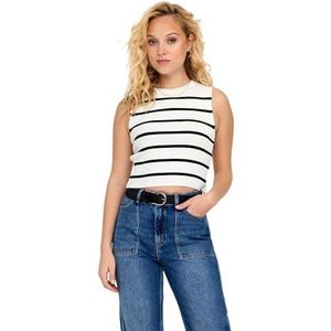 ONLY Onlmajli S/L KNT Noos Top pour femme, Cloud Dancer/Stripes : noir, XS