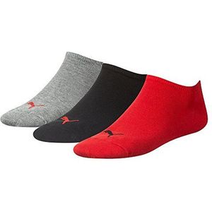Puma - Puma Uniseks Sneaker PLAIN 3P 3 paar sportsokken voor heren, rood (zwart/rood 232), 47