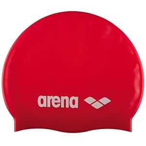 Arena Classic Silicone Zwembadmuts, uniseks, volwassenen, rood wit, Eén maat