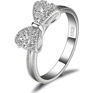 JewelryPalace Zirconia ring vlinderdas damesring van 925 zilver verguld geelgoud verguld roségoud verguld verlovingsring dames ringen verjaardag bruiloft belofte trouwring sieraden dames, Edelsteen,