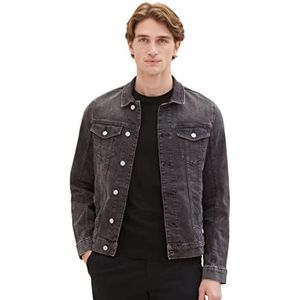 TOM TAILOR Veste en jean stretch pour homme avec poches plaquées sur la poitrine, 10250-used Dark Stone Black Denim, XL