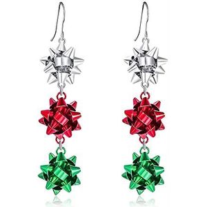 Kerst strikken hangende oorbellen - rood, groen, wit - kleuren: rood - groen - wit, metaal, nieuw, Metaal, Nieuw