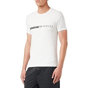 Emporio Armani Zijdelings logo en band met korte mouwen, smalle pasvorm, T-shirt, wit, L heren, Wit